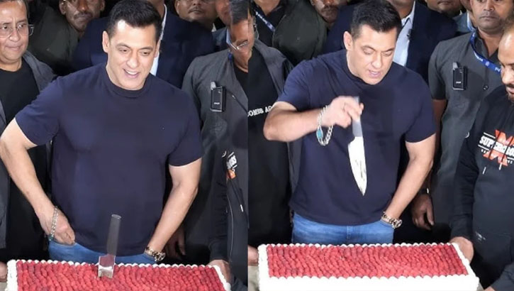 গণমাধ্যমকর্মীদের সঙ্গে জন্মদিনের প্রথম কেক কেটেছেন সালমান